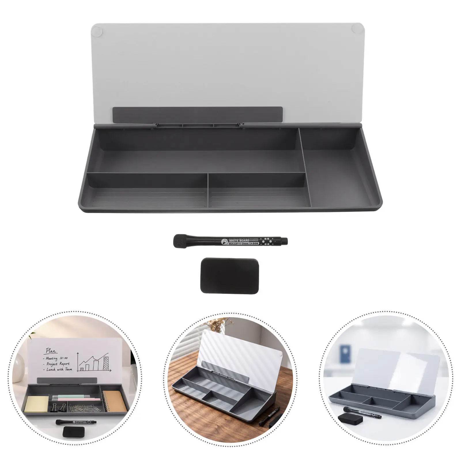 Tempered Glass Desktop Whiteboard 15x7 Inch Modern Memo Pad Desk White Board Storage Organizer Office Supplies to Do List