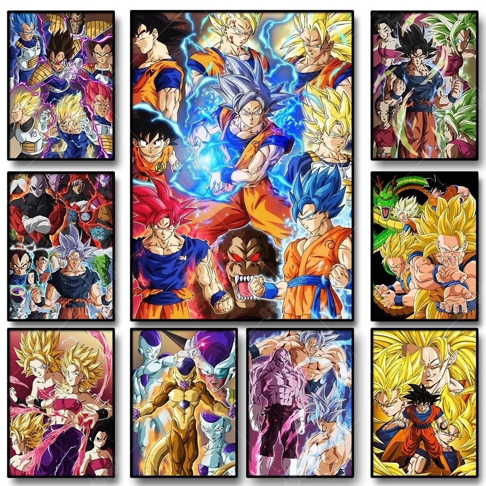 

Peripheral Anime Dragon Ball Poster Goku Vegeta Frieza Wall Art Figure Print Super Saiyan Canvas Painting Home Living Decoration