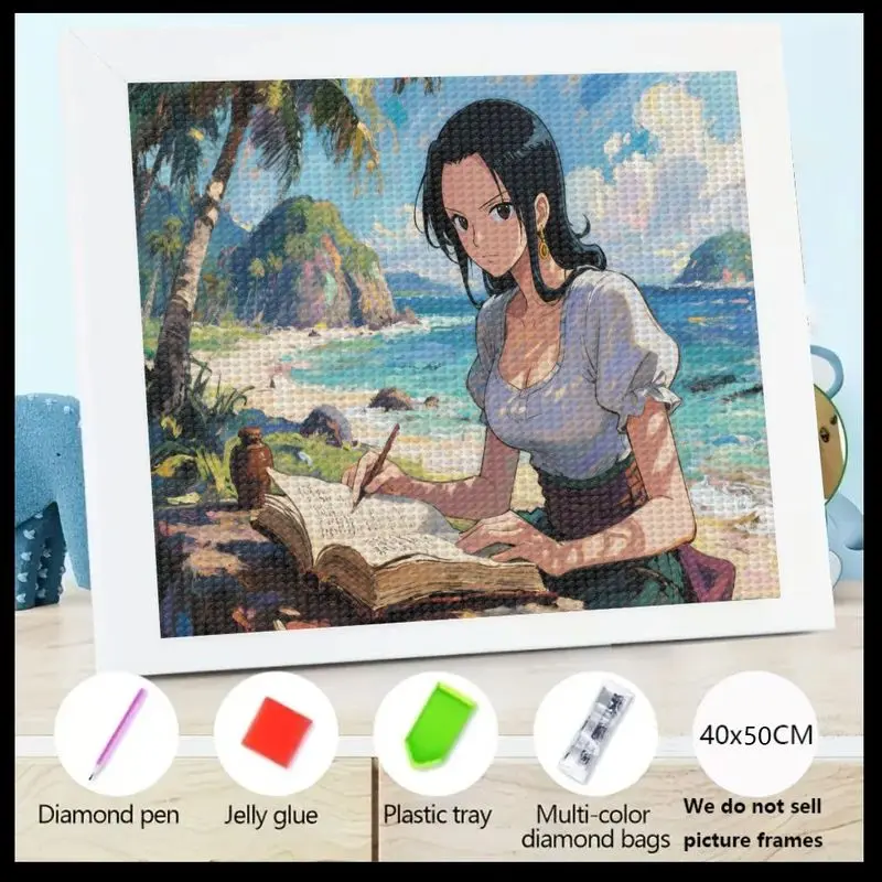 

1 шт. 5D полный дрель комплект алмазной живописи для взрослых, DIY красивое аниме Манга женщина письмо на пляже тропический остров морской пейзаж искусство