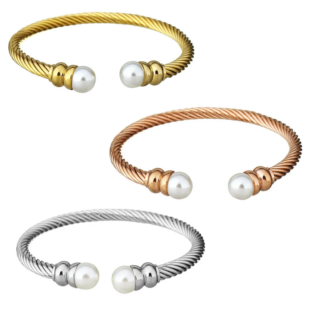 

OKLA Stainless Steel Trend Open Twisted Wire Bangle Fashion Women High Quality Jewelry