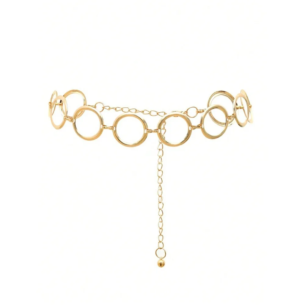 Personality Geometric Circle Single Layer Body Chain Simple Punk Metal Waist Chain For Women