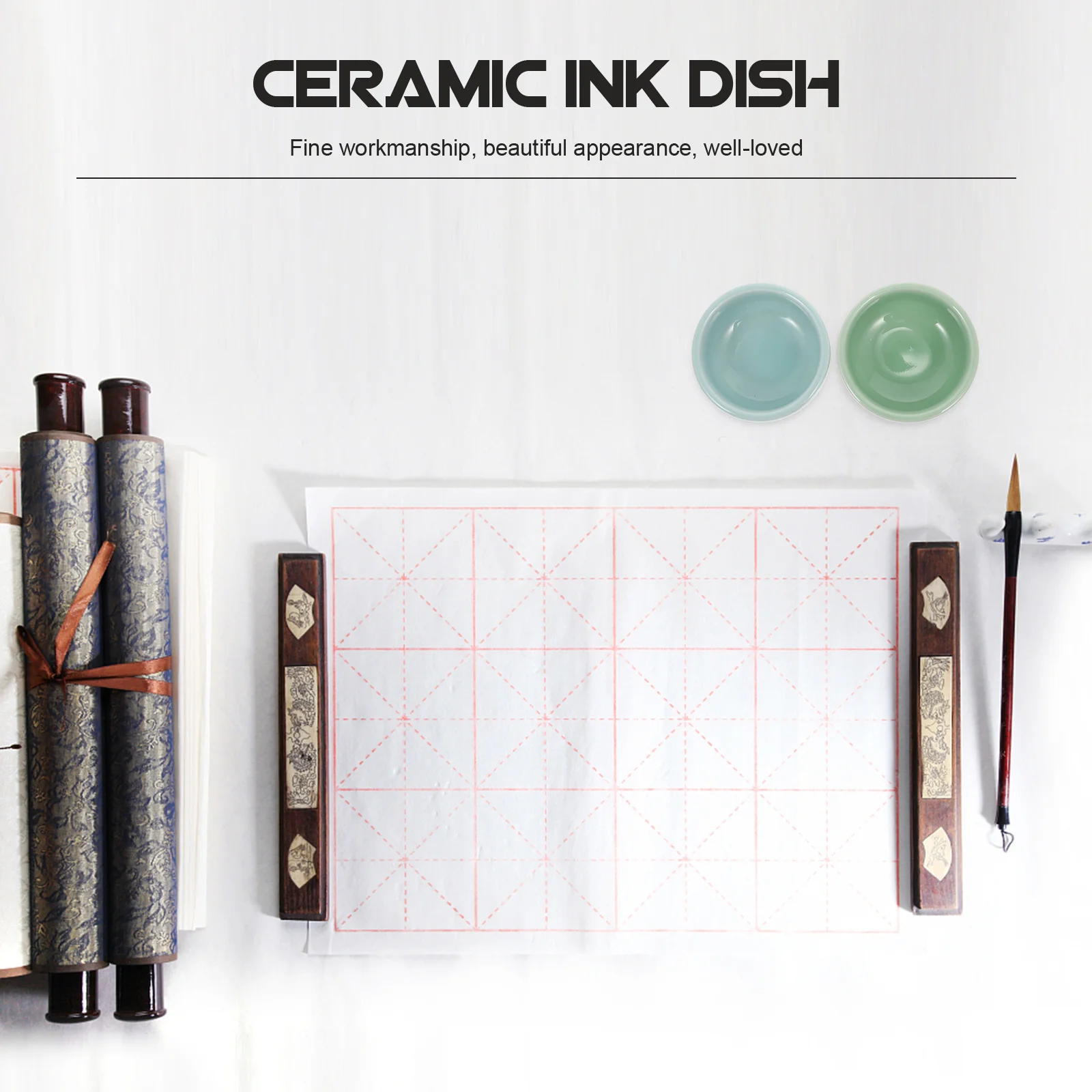 

2Pcs Ceramic Ink Brush Washing Dish Safe Durable Material Charming Design Easy to Clean Lightweight Ideal for Office and Study
