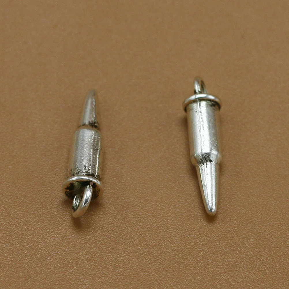 

20pcs Bullet Head Pendants Alloy Silver Diy Jewelry Making Charms For Necklace Bracelet Keychain Craft Accessory