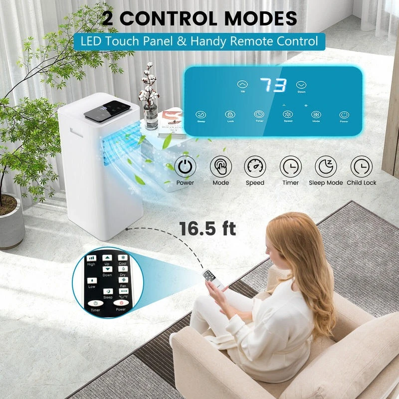 

10000 BTU Portable Air Conditioner with Sleep Mode-White