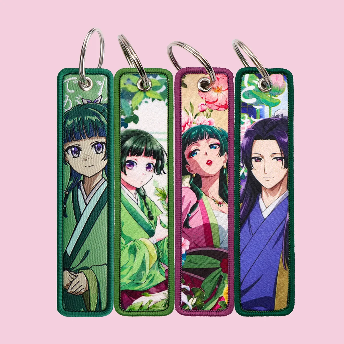 

Mix 4pcs/set Mystery Anime Characters Embroidery Key Fob Keychain For Motorcycles Cars Backpack Accessories Fashion Keyring Gift