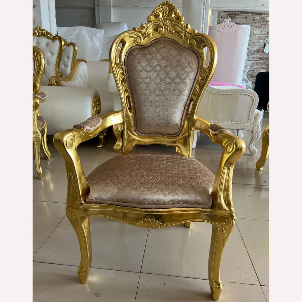 Luxury gold king and queen santa throne chair for wedding hotal rental