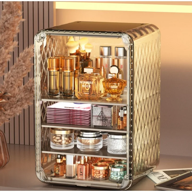 

Large Capacity Luxury Cosmetic Organizer Dustproof Acrylic Storage Cabinet for Skincare Makeup Desk Countertop Display Case