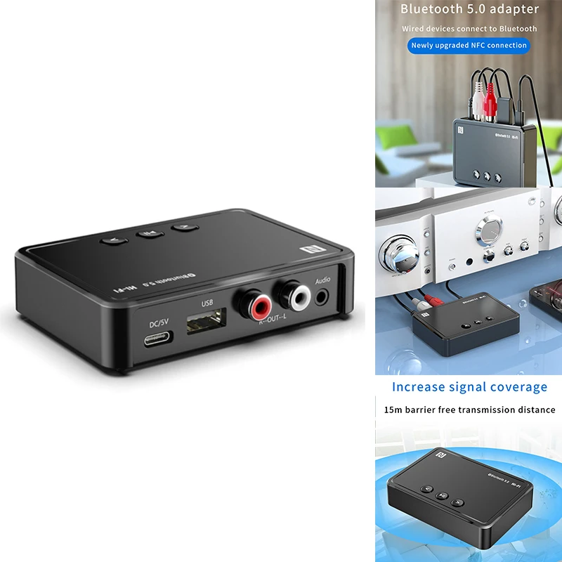 

NFC Bluetooth 5.0 Audio Receiver 3.5Mm AUX RCA Wireless Adapter Supports APP/U Disk/IR Car Speakers For TV