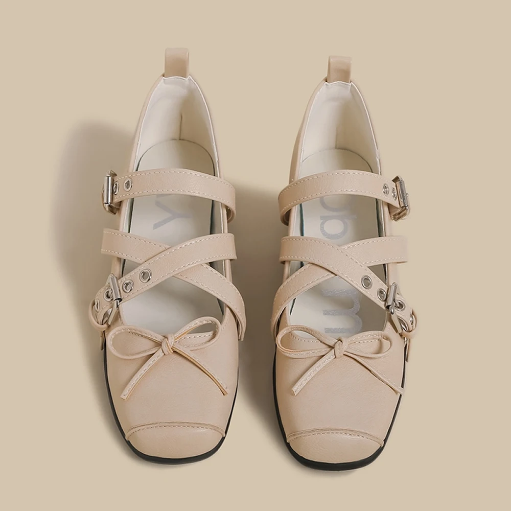 Scarpe da donna Nuova Primavera Punta quadrata One-line Fibbia Fibbia Decorazione Scarpe da donna Outdoor Pendolarismo quotidiano Zapatos De Mujer