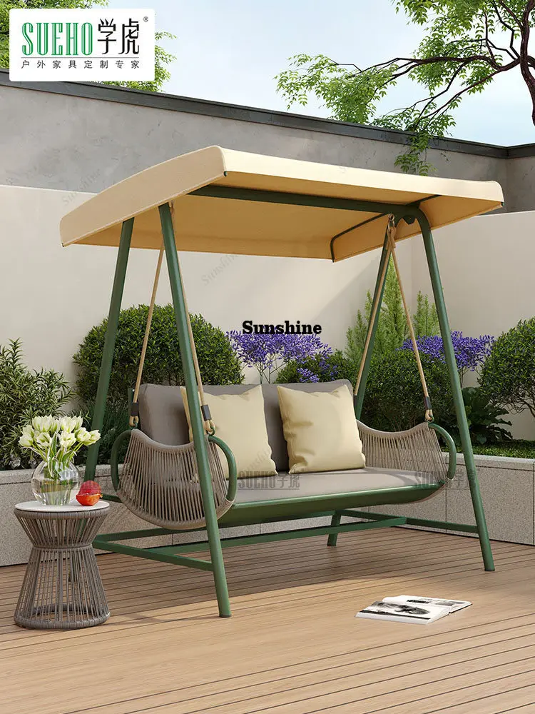 Balcony villa terrace sun protection rattan cradle courtyard outdoor swing chair