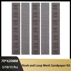 15 sheets Mesh sandpaper 420*70mm Abrasive Sanding Discs Hook Loop Dry Grinding Sanding Paper 80 120 180 240 320 grit