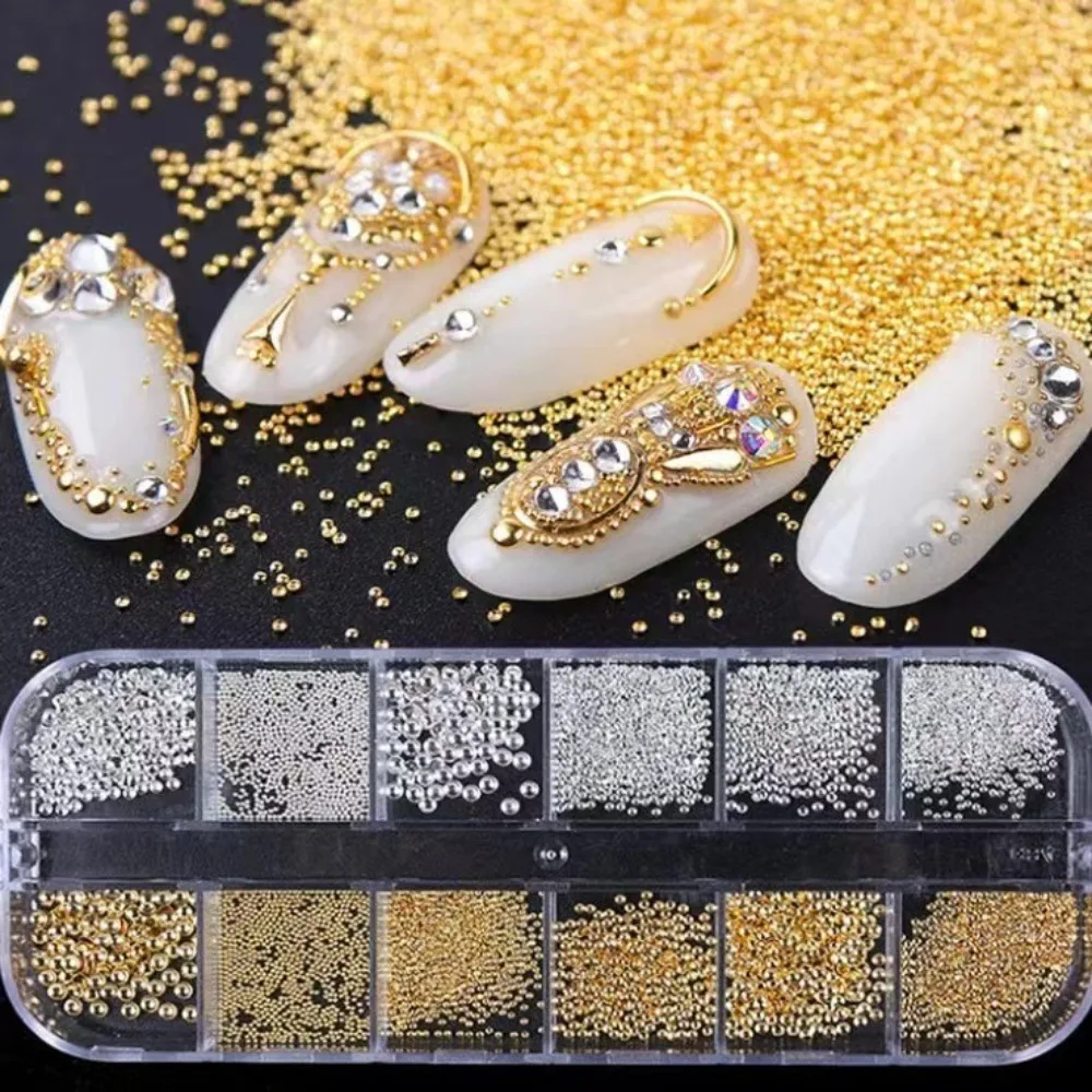 Half Pearl DIY Nail Accessories Nail Accessories Small Steel Balls Gold and Silver Box Set