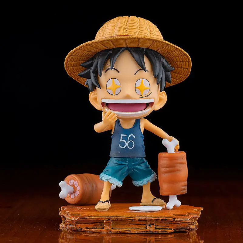 2022 News One Piece Anime GK Cute Eat Meat Luffy  Childhood PVC Action Figures Birthday Present Collectible Model Kids Toys Doll