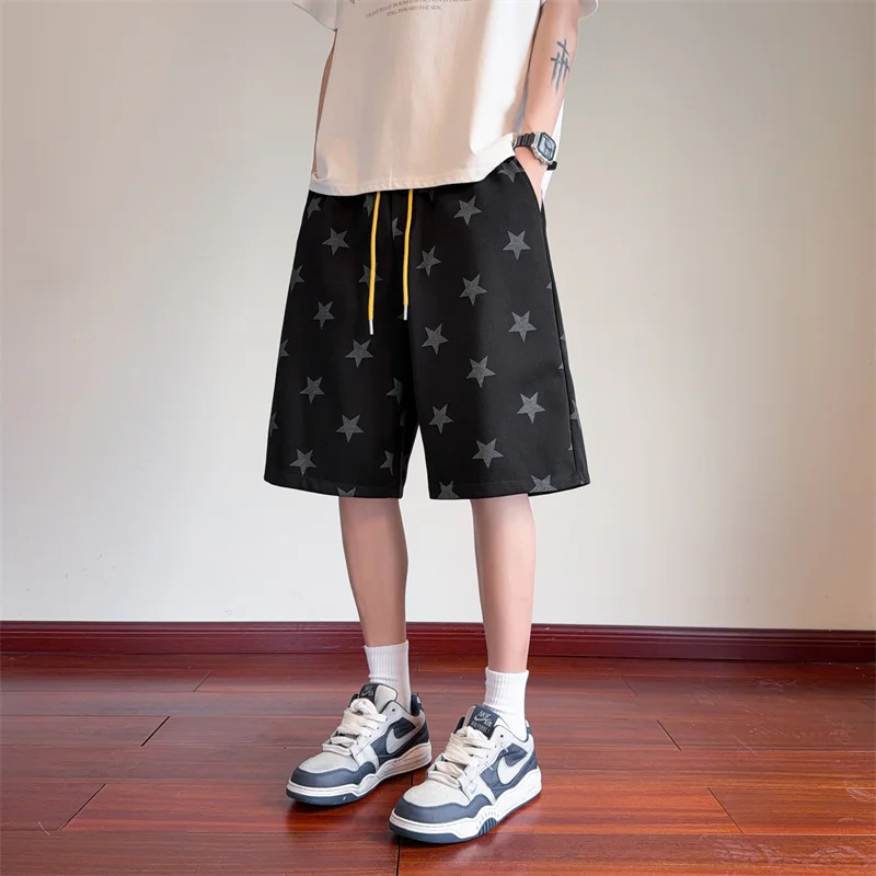 New Summer Fashion Trendy Printed American Style Stretch Sports Shorts Men's Casual Loose Plus Size High Quality Shorts M-3XL