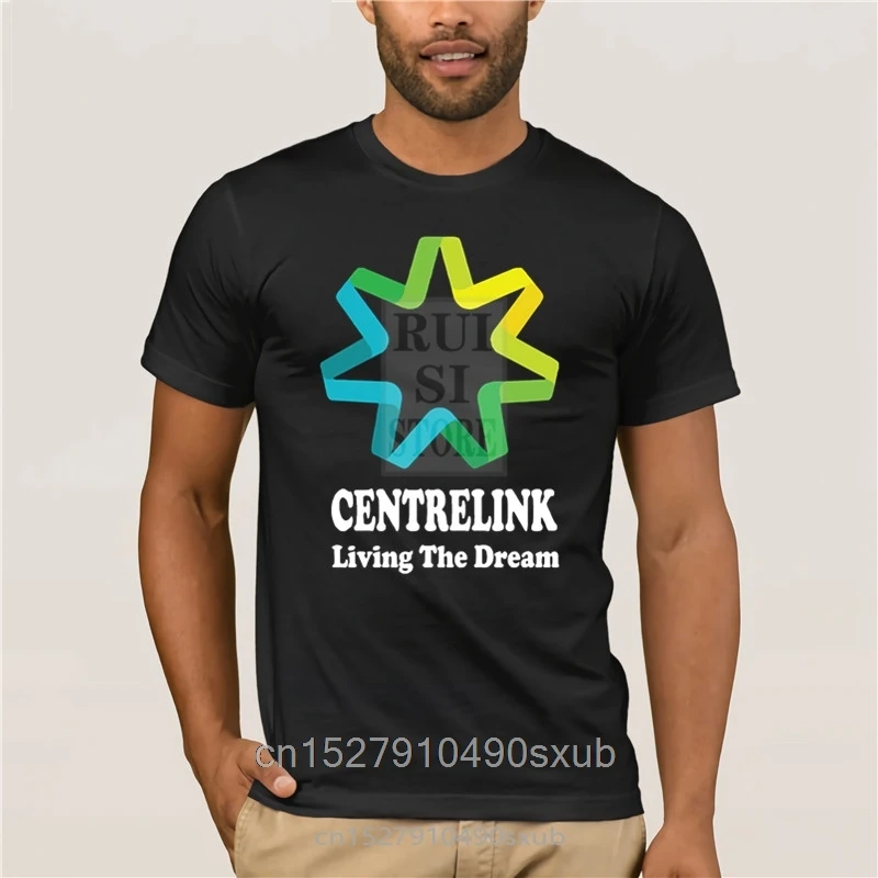 HOT deals Centrelink Living The Dream Funny Aussie Straya Bogan Colour Logo Black Summer T Shirt Brand Fitness Body