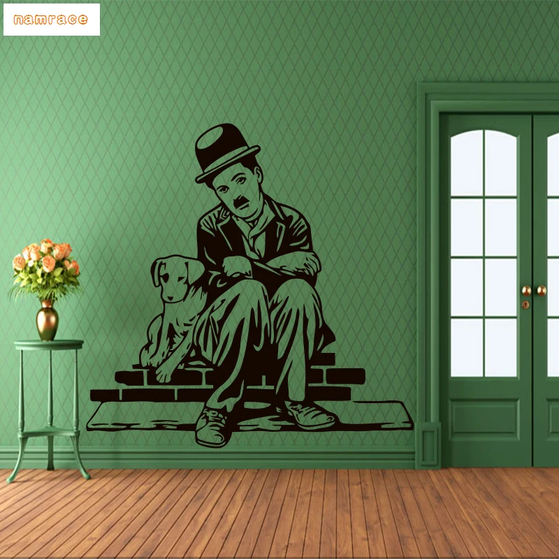 Calcomanía de pared de Charlie Chaplin, pegatina de vinilo para dormitorio, guardería, sala de juegos, decoración Interior, Mura