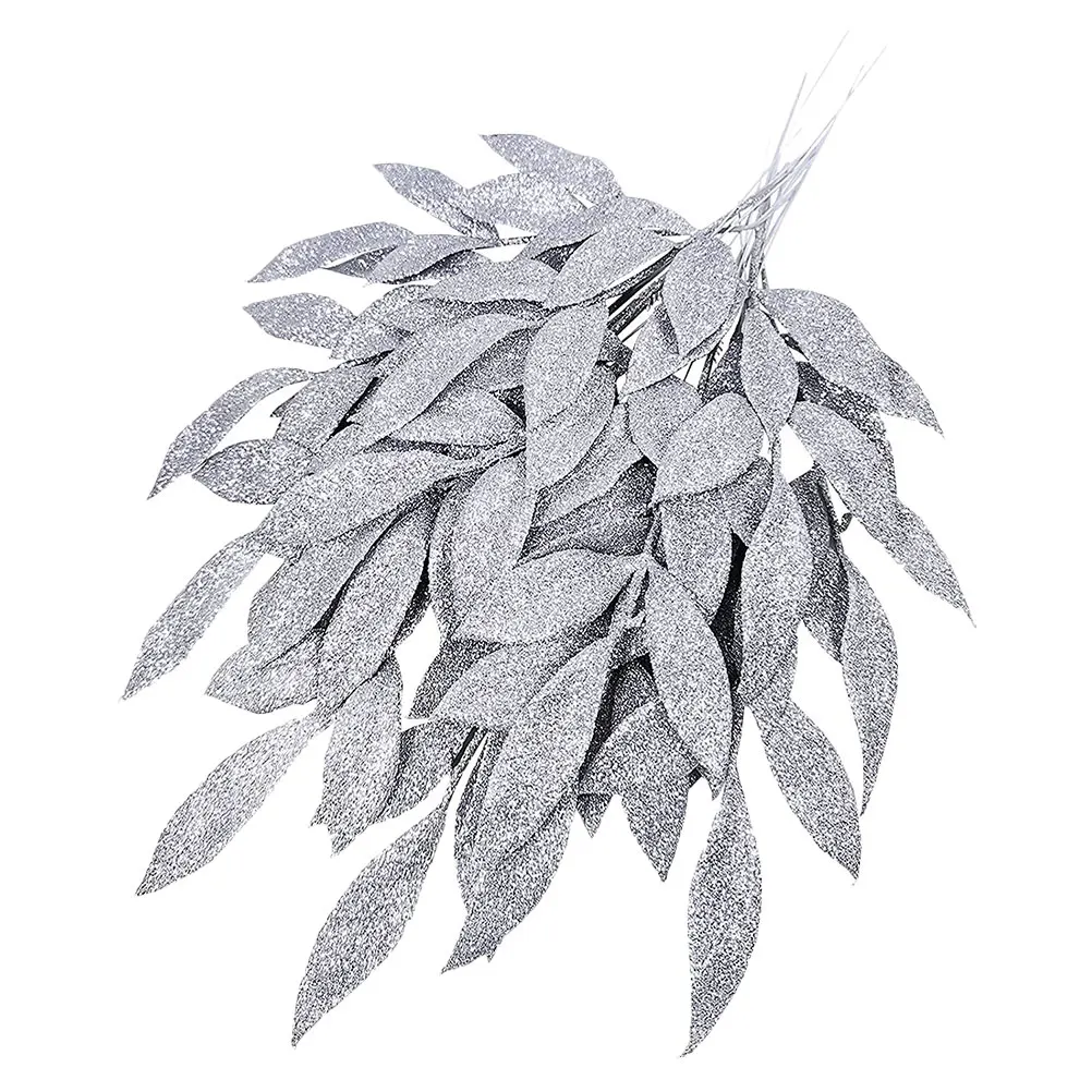

10 Pcs Christmas Tree Wreath Decoration Decorative Leaves Glitter Picks Desktop Red Floral Decorations Plastic