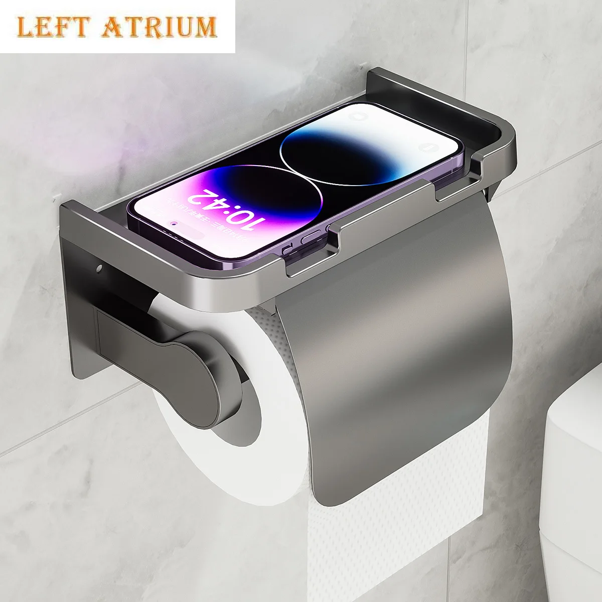 

Металлический держатель для туалетной бумаги с полкой для телефона, утолщенная антикоррозийная подставка для салфеток для ванной комнаты, клейкая/винтовая настенная стойка для хранения