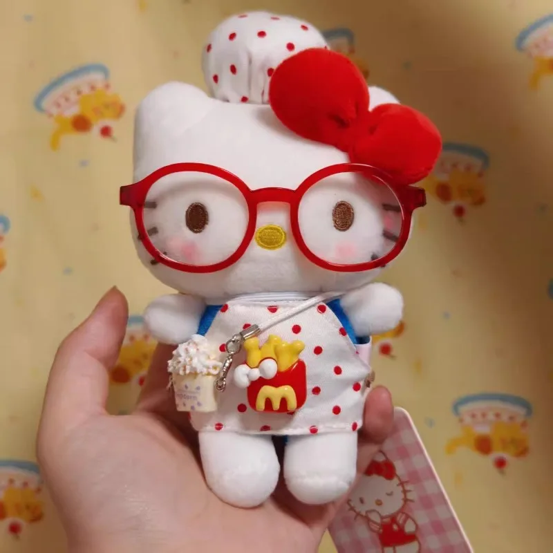 

Hello Kitty Figure Cartoon Red Glasses Apron Doll Bag Pendant Keychian Children Toy