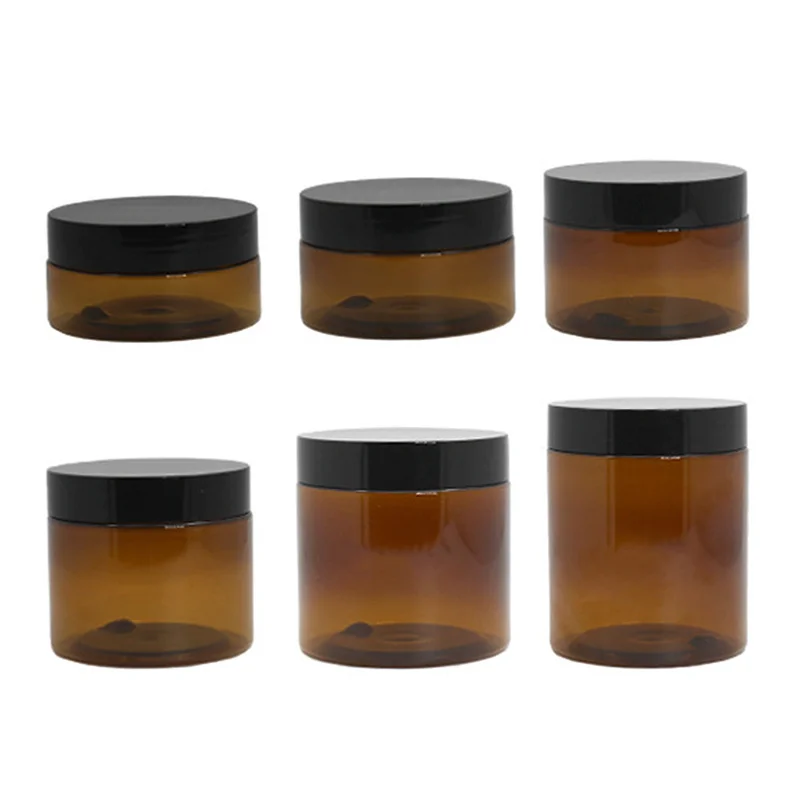 1pc Amber Refillable Cosmetic Jar - Ideal for Face Creams, Lip Balm & Lotions - Durable PET Material Odorless Reusable Container