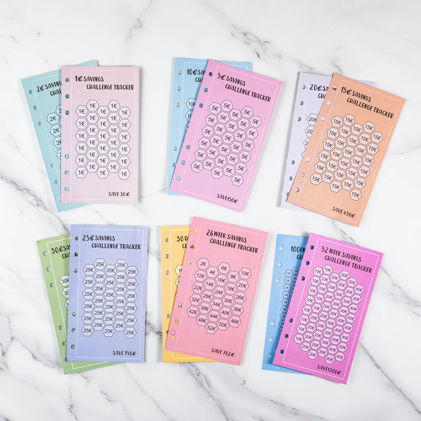 A6 48Sheets Envelopes Eave Money, 52 Weeks Save Challenge, 30 Days Save, Euros USD Cash Envelopes Budget Planner Easy To Save