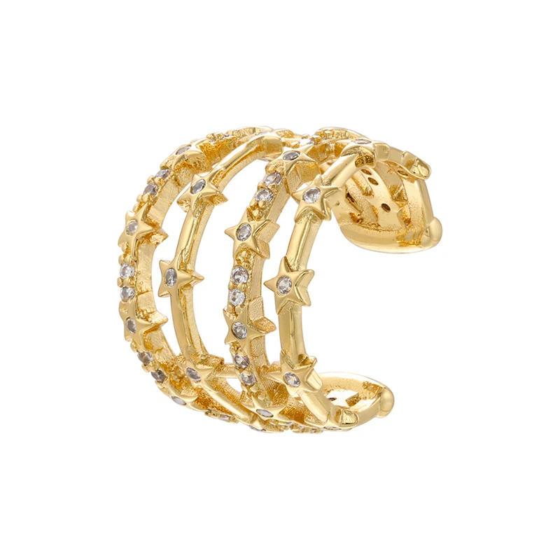 ZHUKOU gold color Ear cuffs adjustable ear clips Cubic zirconia clip on earrings Summer fake piercing earrings wholesale VE833