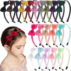 1PC Grosgrain Ribbon Hair Bows Headbands Girls Plastic Hairbands 3inch Bows Headband Children Kids Fashion Hair Aceessories