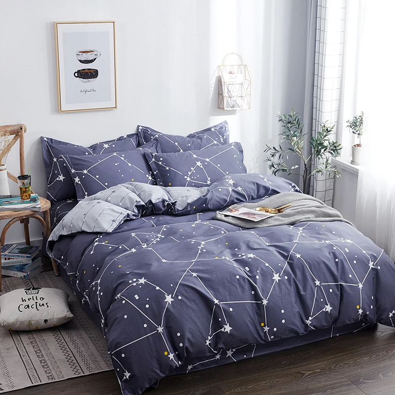 Constellation 100% Cotton Duvet Cover Set, Space Star Celestial Galaxy Astrology Bedding for Kids Boys Men Soft Bedroom Decor