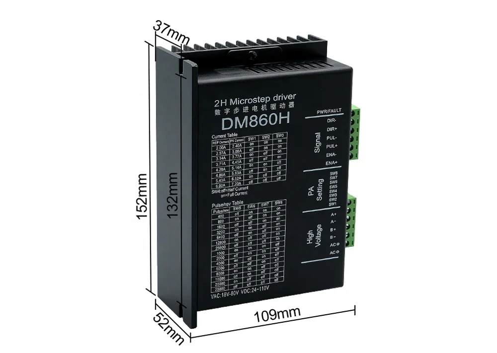 Driver Stepper Digital 2 Fase HLTNC DM860 atau DM860H untuk Motor Stepper NEMA 34 86 4.5NM 8.5NM 12NM yang Cocok untuk CNC