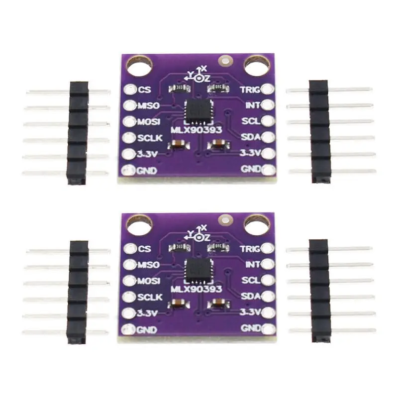 2Pcs MLX90393 Digital 3D Hall Effect Sensor Linear Displacement Angle Rotation 3D Position Hall Effect Angle Sensor