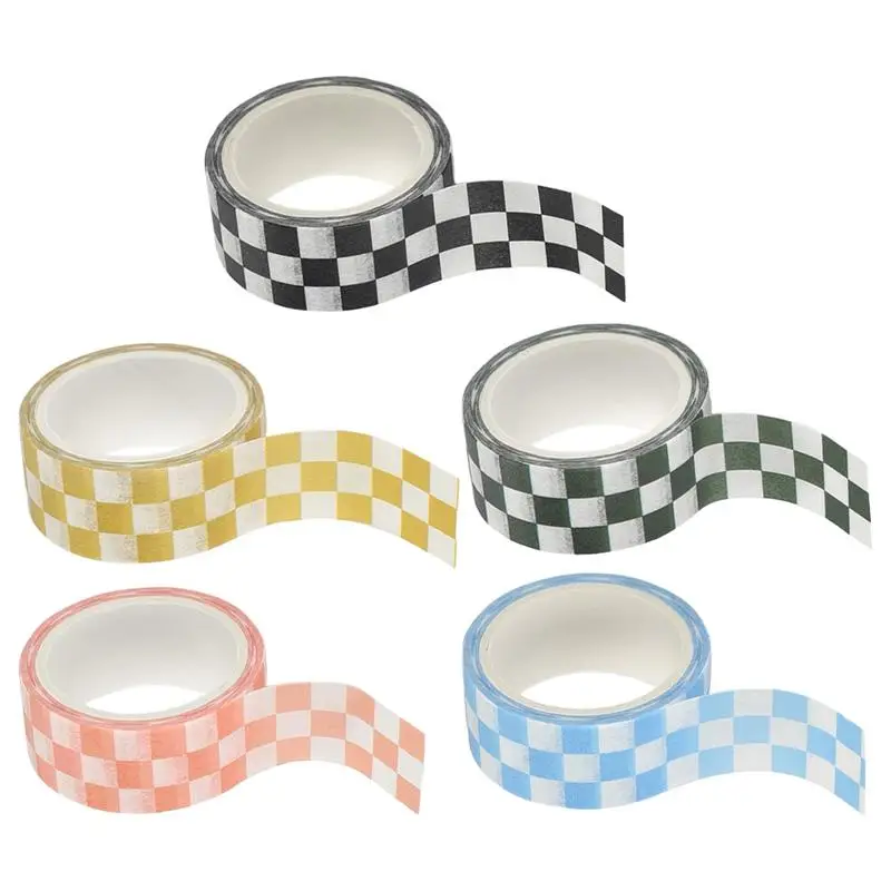 5rolls DIY Washi Tape For Journaling Grid Pattern Writable For Scrapbooking Envelopes Cards Frames Books Calendars Manuals