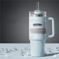 40oz Vacuum Insulated Tumbler with Straw Handle,304 Stainless Steel ✓ Leakproof ✓ Sweat-Free ✓ All Day Cold for Gym, Car, Travle