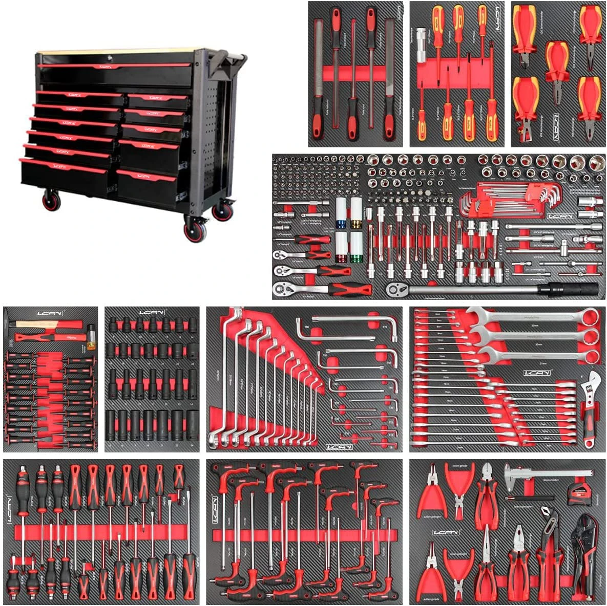 Heavy Duty Professional Movable Tool Trolley Chest Workshop Garage Storage 7 Drawer Tool Box Roller Cabinet