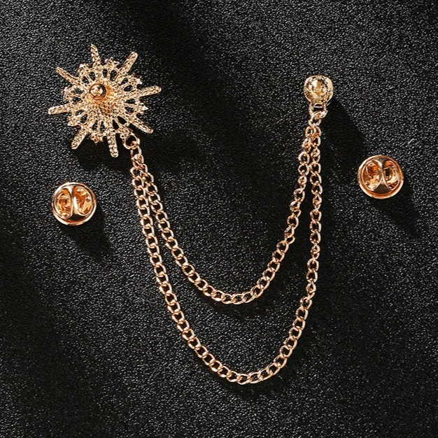 الراقية حجر الراين ستار بروش ث/الكريستال شرابة سلسلة الفاخرة الصدار التلبيب شارة بدبوس الرجال/النساء دعوى معطف الملابس والاكسسوارات #3