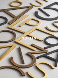 Nurlin Solid Brass 4-12 Inches 10-30cm Big Number Letter Door House Public Sign Customizable Floating Signature Outdoor Digits