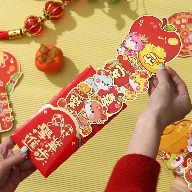 6Pcs Chinese New Year Red Envelopes Cartoon Cute Snake Year Red Envelopes Creative Spring Festival Good Luck Red Envelope Gifts