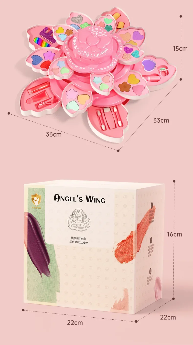 Make-up-Box mit Drehöffnung, Kosmetikspielzeug für kleine Mädchen, Prinzessinnen-Make-up-Set zur Förderung von Kreativität und Fantasie – Detail 14
