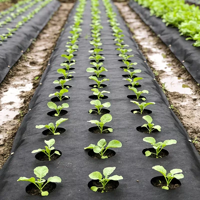 Durable Black Perforated Weed Barrier Fabric, Permeable and Breathable, Can Prevent Weeds, Easy to Install and Maintain