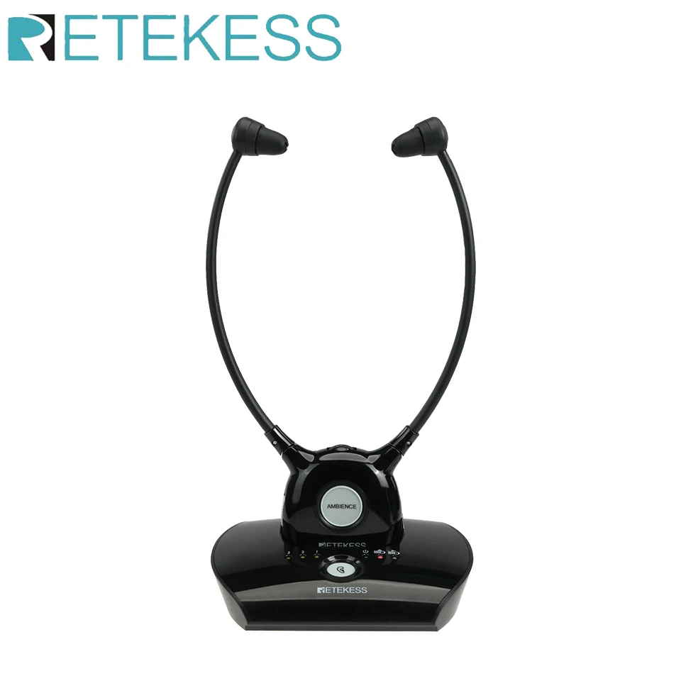 Retekess TA008 TV Hearing Aid Headphone Wireless TV Headsets System 2.4GHz Wireless Headphone for Seniors 3 Tones Dual Batteries