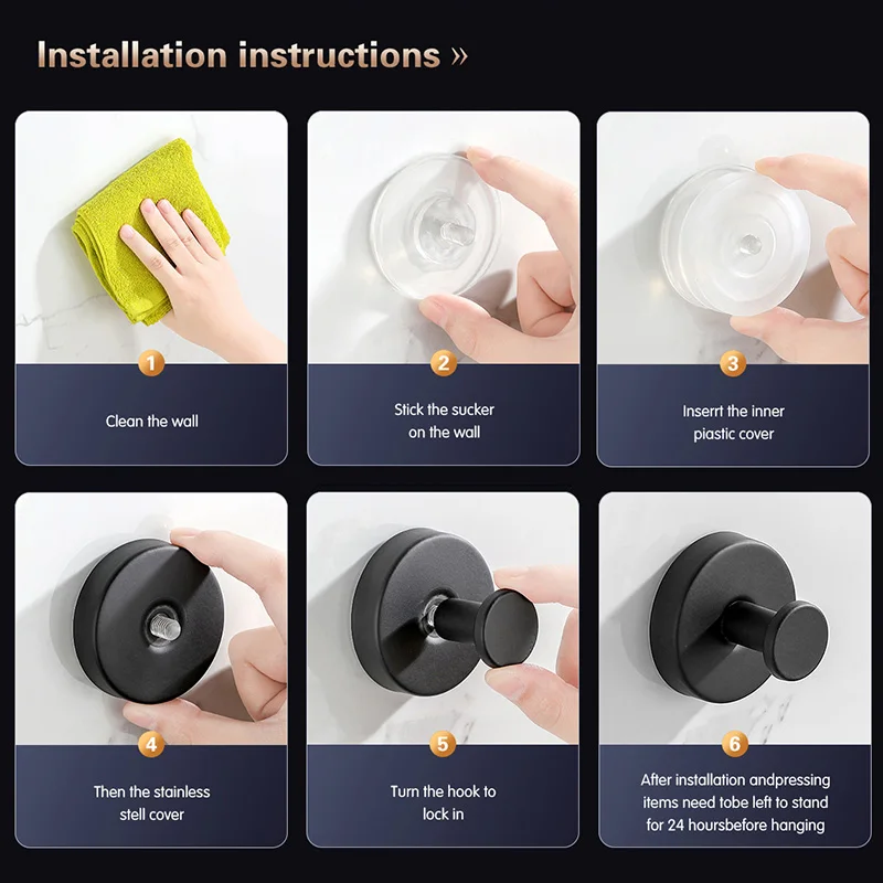 4/6pcs Suction Cup Hooks Stainless Steel Waterproof Bathroom Shower Wall Mount Punch-free Reusable Strong Adsorption Hook Hanger