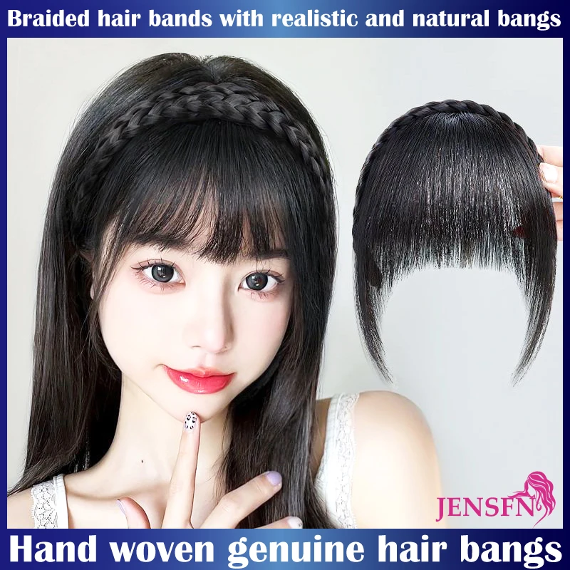 Female Braid Hair Hoop Bang One Hair Natural Stealth Non-trace Forehead Covered With White Hair Thick Bang Wig