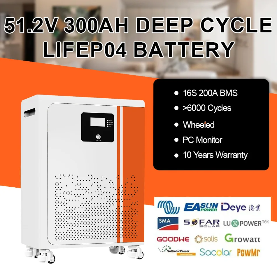POWLAND 51,2 V Lifepo4-Batterie, 48 V, 300 Ah, große Kapazität, 15360 Wh, hohe Energie, intelligentes BMS, USV, unterstützt parallel, 16 Einheiten, keine Mehrwertsteuer – Detail 5