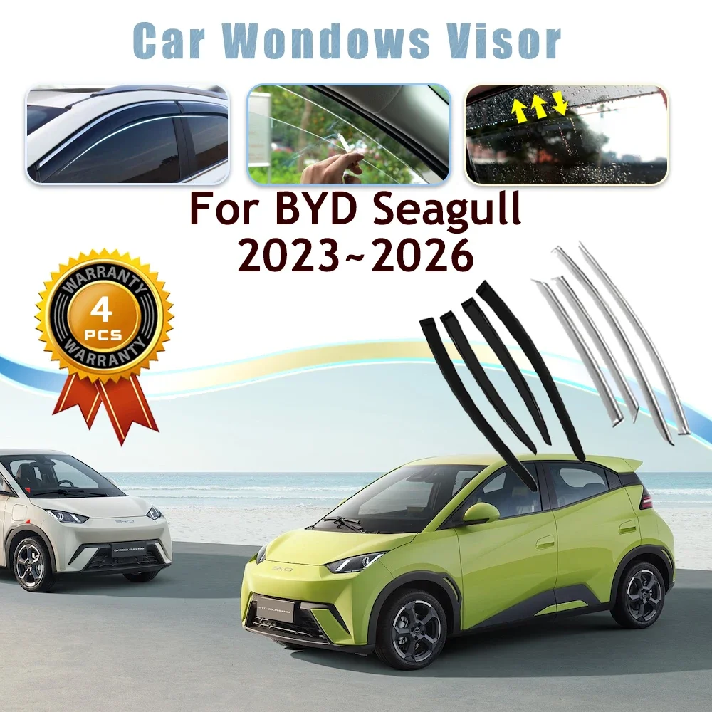 

4PCS Car Window Visor For BYD Seagull Dolphin Mini 2023 2024 2025 2026 Rain Sun Snow Guard Deflector Windshield Car Accessories