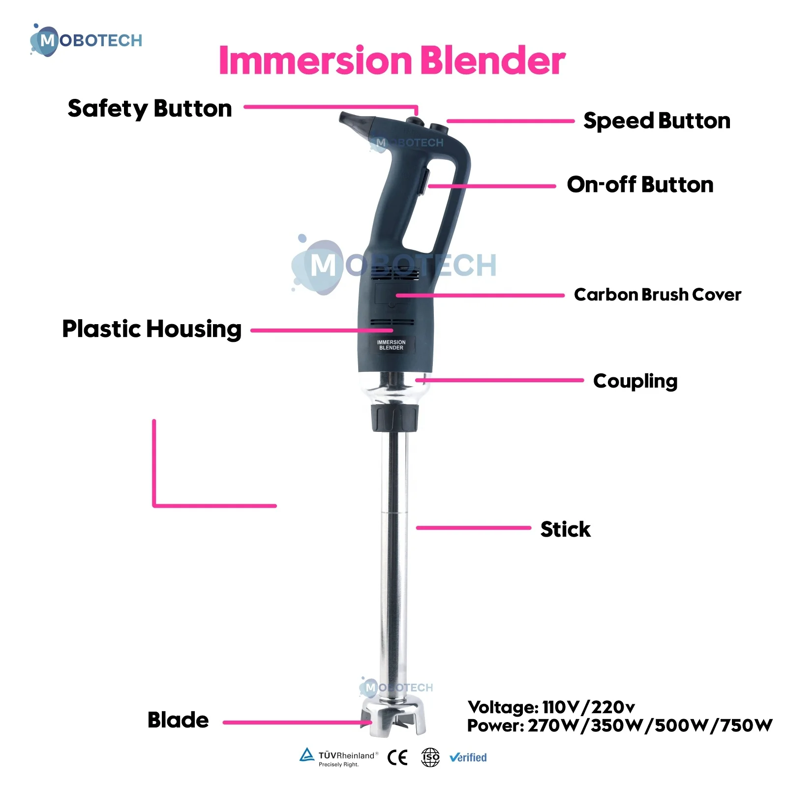 Electric commercial immersion blender hand stick blender mixer cuisine immersion blender