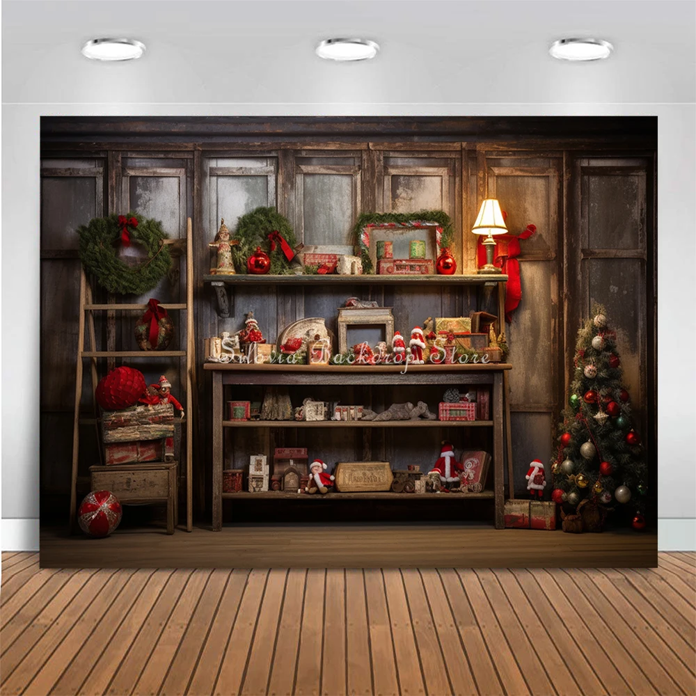 Christmas Room Gift Shelves Photo Background Family Party Portrait Photo Studio Props Kids Portrait Photography Backdrop Cloth