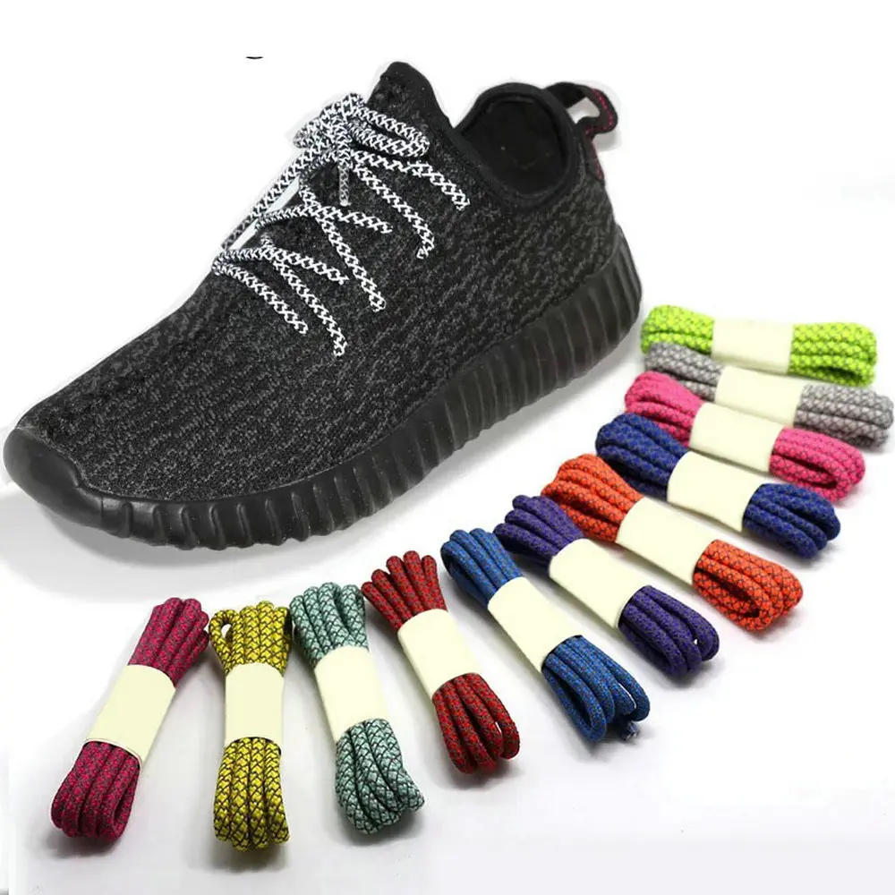 

140cm Length Replacement Shoelaces Fluorescent Sneaker Shoestrings Sport Shoelaces 3M Reflective Round Rope Shoes 4MM Width