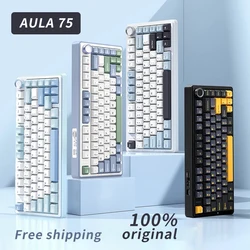 AULA F75 Original Keyboard RGB Customized Bluetooth Wireless 2.4G Type-C Wired Hot Swap75% OEM Gasket Gaming Mechanical Keyboard