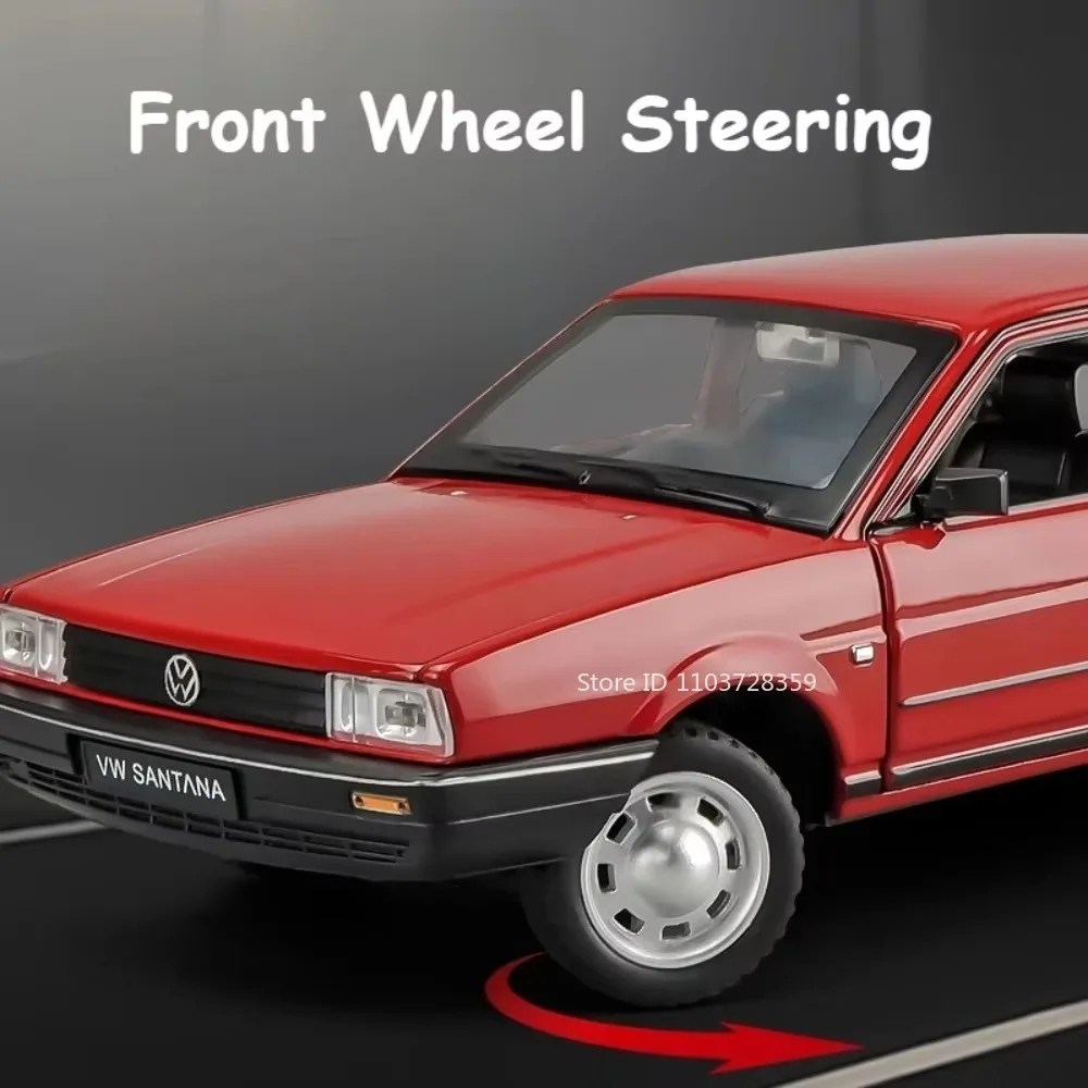 1:24 santana w140 320sel modelo de carros de brinquedo liga diecast modelos de veículos em miniatura som luz portas abertas puxar para trás para crianças presentes