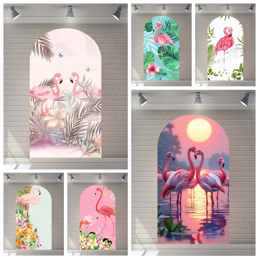 

Тропический лес фламинго тема арка вечерние фон цветочные зеленые листья индивидуальный фон для украшения дня рождения для фотографий