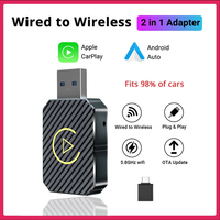 2 in 1 Wireless CarPlay Adapter&Android Mini Auto Wireless Adapter, 5Ghz WiFi Type-C/USB Plug & Play Carplay Wireless Adapter